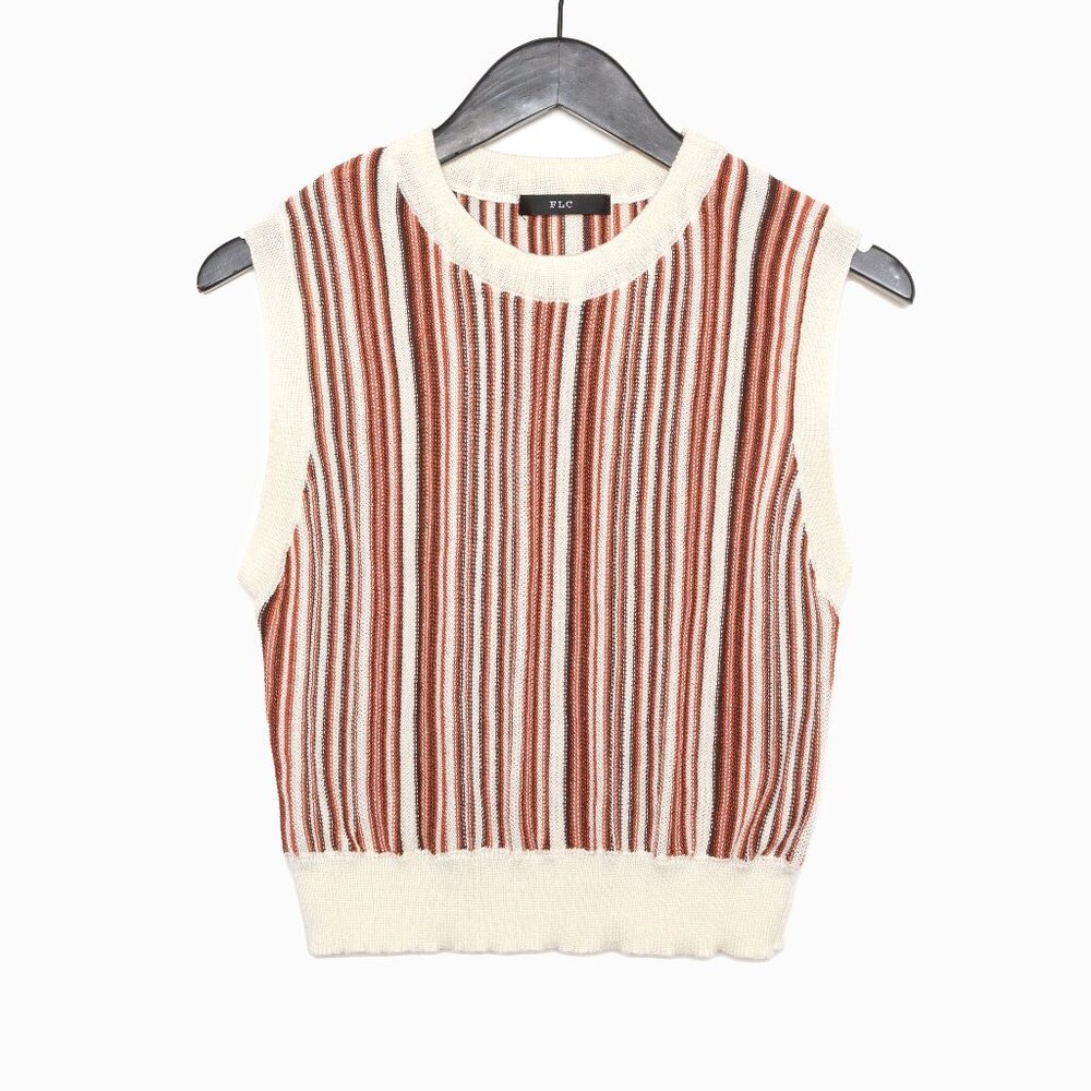 FLC Fair Liar Club Sleeveless Brown and Cream Striped Knit Top - Size S/M